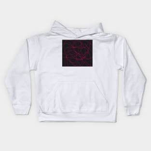 Pink on Black Line Art Kids Hoodie